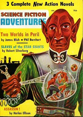 Emsh, Secret of the Green Invaders by Robert Randall (Robert Silverberg and Randall Garrett), Science Fiction Adventures 56-12, p.67.