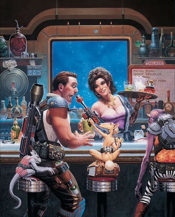 Keith Parkinson, Galactic Dreams, a collection of stories by Harry Harrison, Tor Books, 1994.