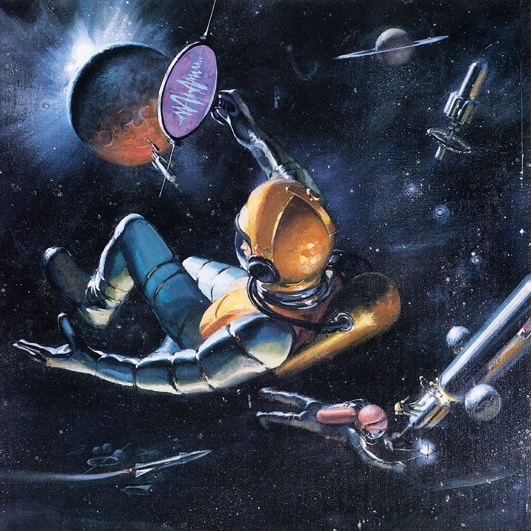 Stanley Meltzoff, cover art for Race to the Stars edited by Leo Margulies and Oscar J. Friend 1958.