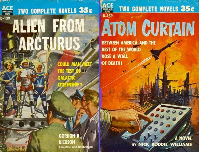D-139 Unknown artist, Alien from Arcturus by Gordon R. Dickson/Ed Valigursky, Atom Curtain by Nick Boddie Williams, 1956.
