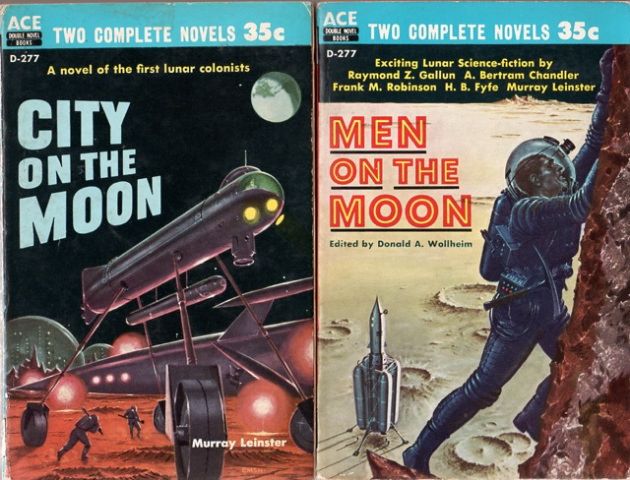 D-277 City on the Moon by Murray Leinster/Men on the Moon edited by Donald A. Wollheim, both by Emsh, 1958.