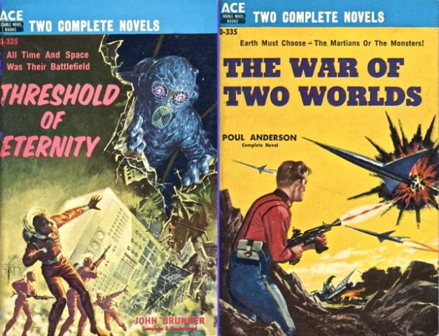 D-335 Emsh, Threshold of Eternity by John Brunner/Emsh, The War of Two Worlds by Poul Anderson, 1959.