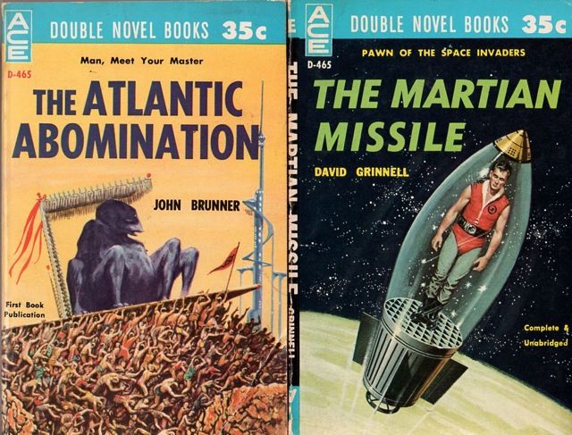 D-465 Emsh, The Atlantic Abomination by John Brunner/Ed Valigursky, The Martian Missile by David Grinnell (Donald A. Wollheim), 1960.
