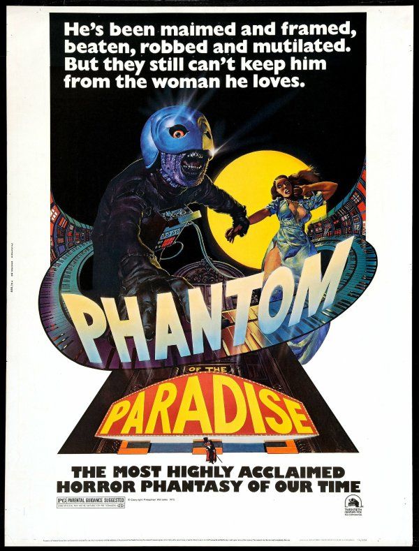 Richard Corben, Phantom of the Paradise poster, 1974, a pop opera based on Phantom of the Opera with a little Faust thrown in for good measure.
