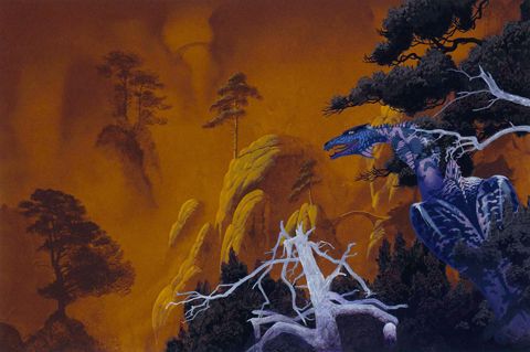 This contains an image of: Juxtapoz Magazine - Roger Dean's Science Fiction Landscapes
