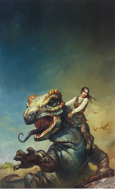 Girl and Dragon by James Gurney, cover for Forty Thousand in Gehenna by C.J. Cherryh.