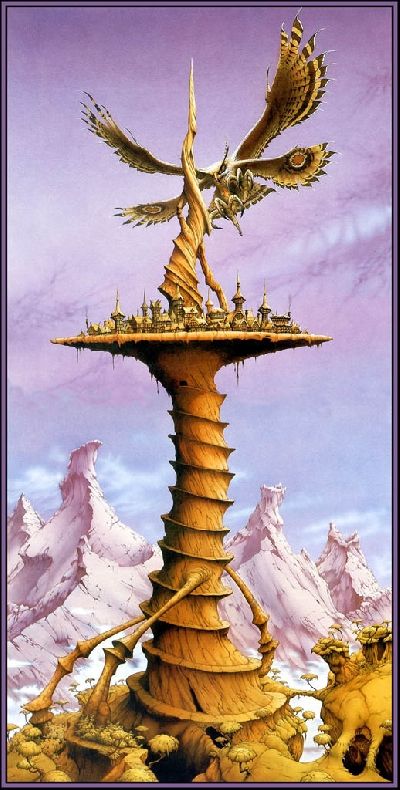 Rodney Matthews: Safe and Sound on the Sundial. Had this poster on my bedroom wall for many years.