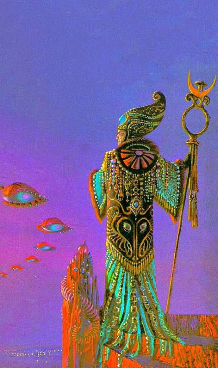 Bruce Pennington, The Pawns of Null A by A.E. van Vogt, Sphere Books 1976, art 1973. The 1974 edition has darker colors.