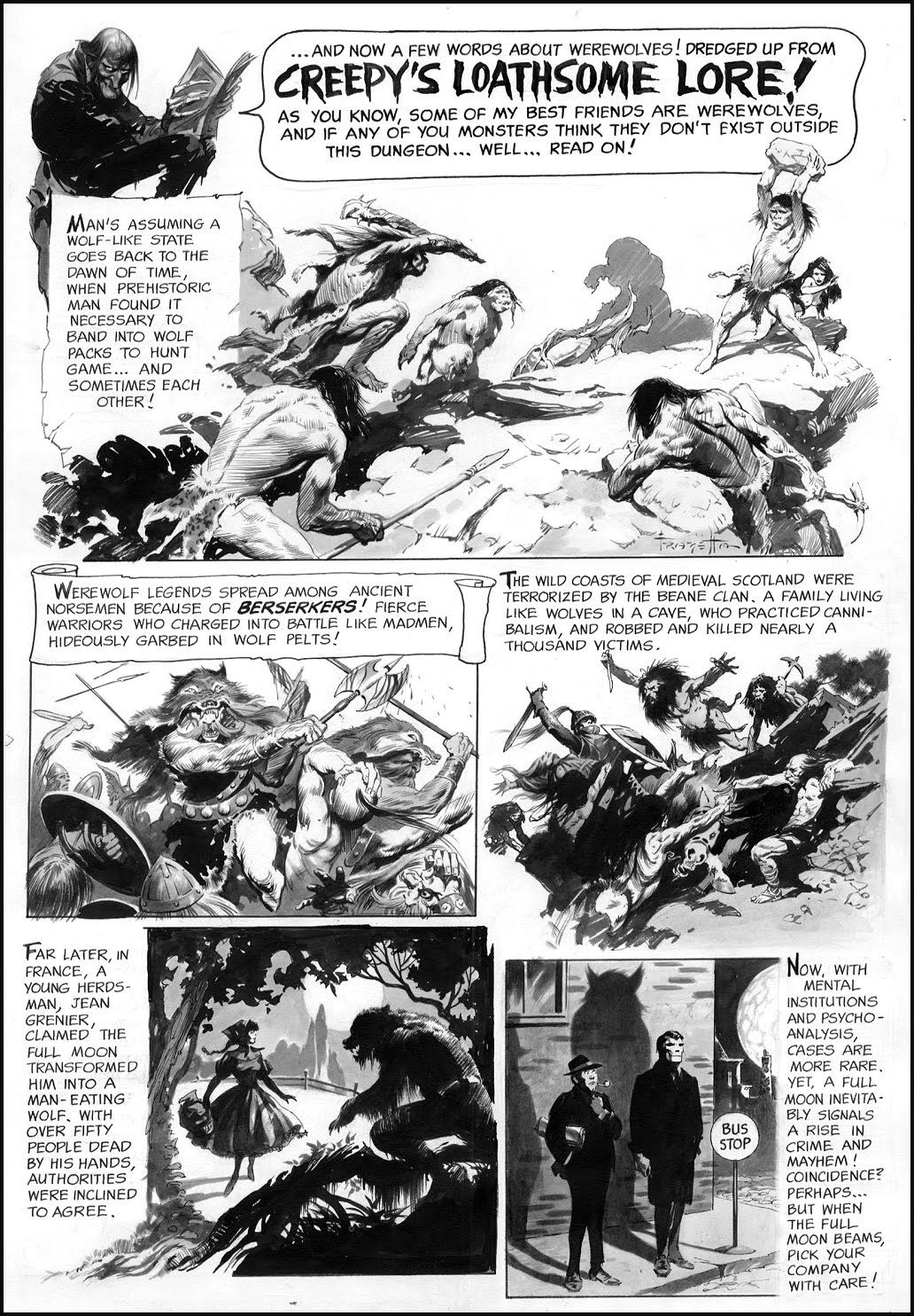 From Creepy #2 and then #7.  Lots of folks say the Werewolf tale in Creepy #1 was Frank's last comic work, but I think this quali...
