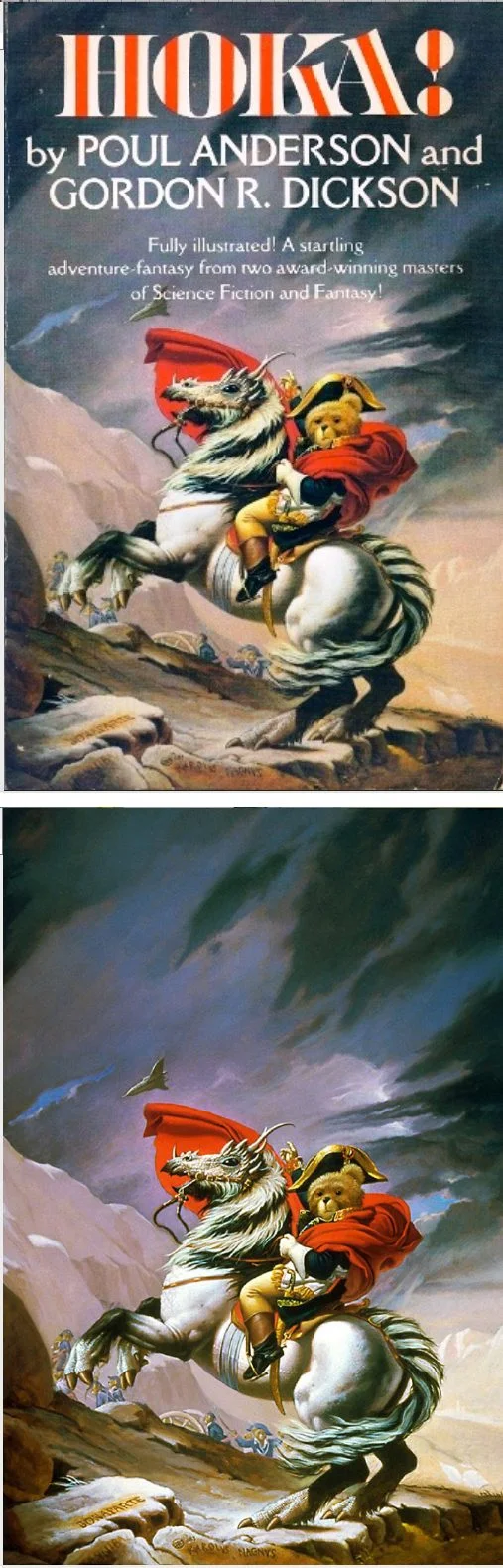 Michael Whelan's Covers Art MICHAEL WHELAN - Hoka! by Gordon R. Dickson & Poul Anderson - 1983 Wallaby / Simon & Schuster - cover by isfdb