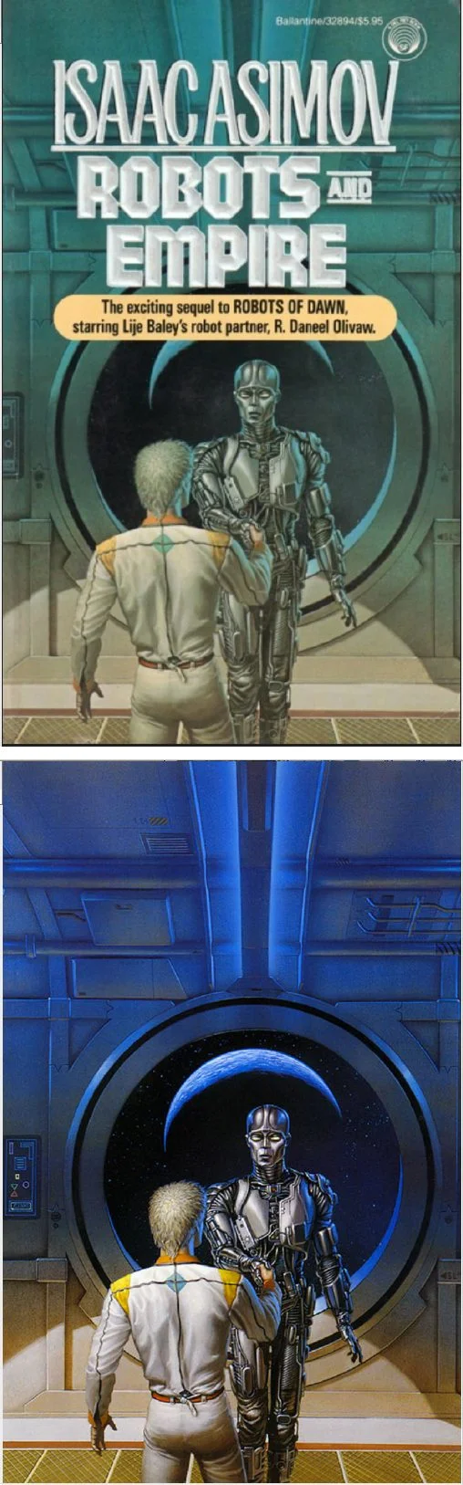 Michael Whelan's Covers Art MICHAEL WHELAN - Robots and Empire by Isaac Asimov - 1986 Del Rey / Ballantine - cover by isfdb
