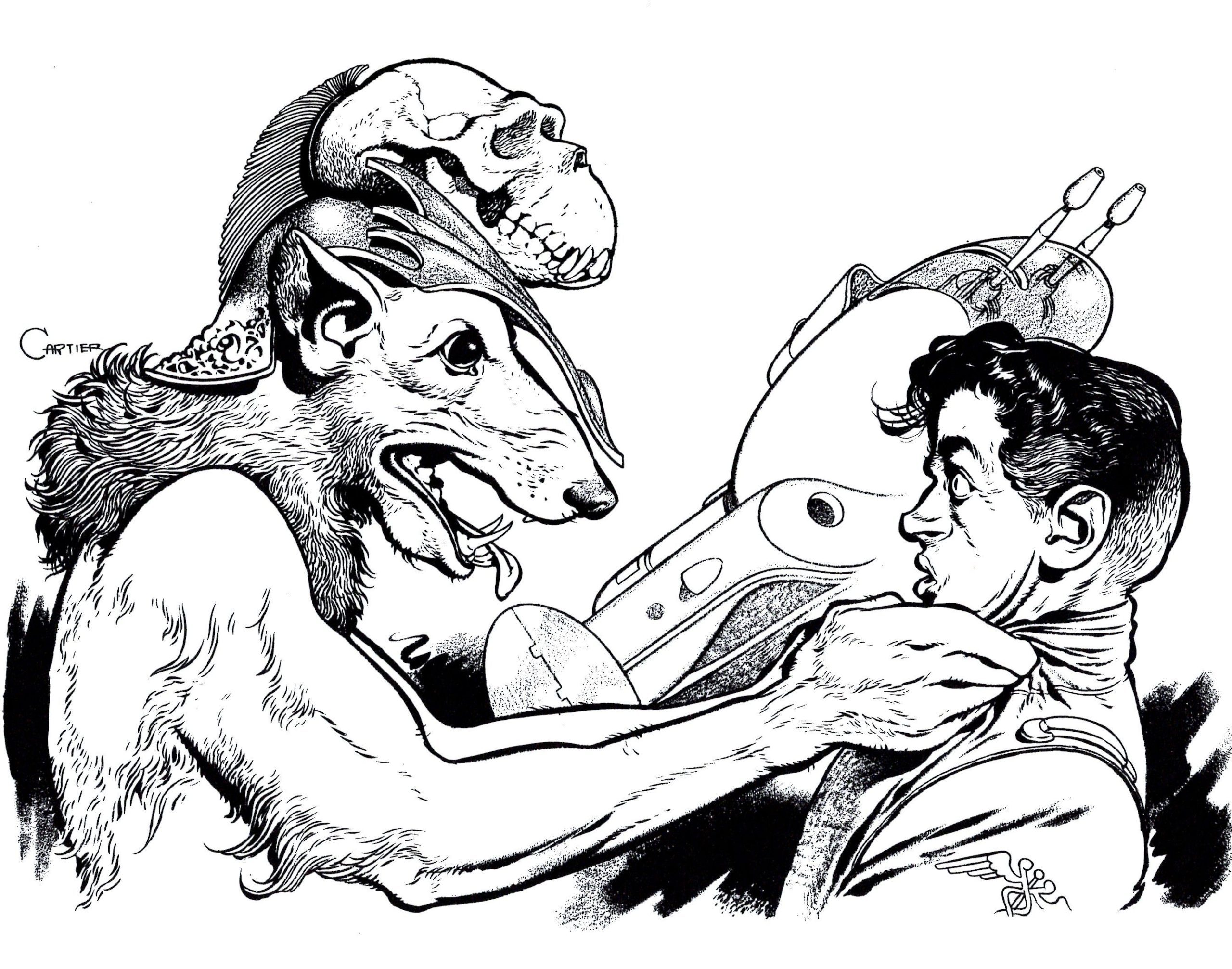 Edd Cartier's Covers Art Edd Cartier, A Pinch of Culture by Bernard I. Kahn, Astounding SF 50-08, p.79.