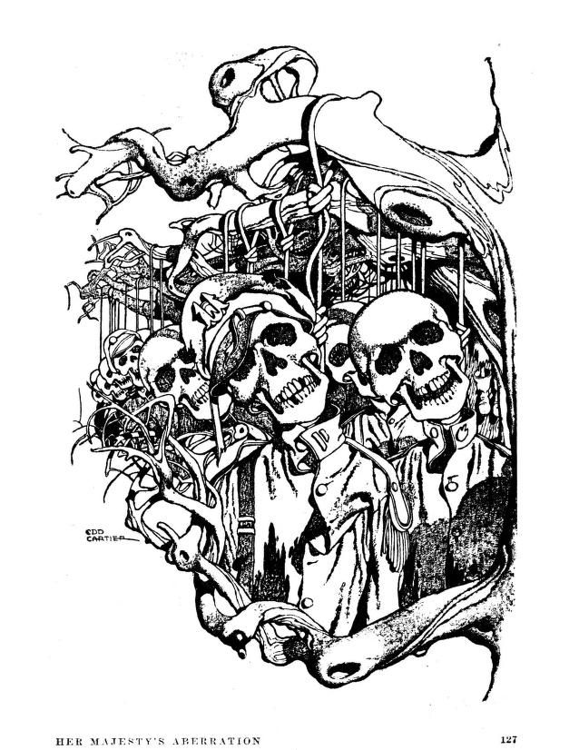 Edd Cartier's Covers Art Edd Cartier, Her Majesty's Aberration by Rene Lafayette (L. Ron Hubbard), Astounding SF 48-03, p.128.