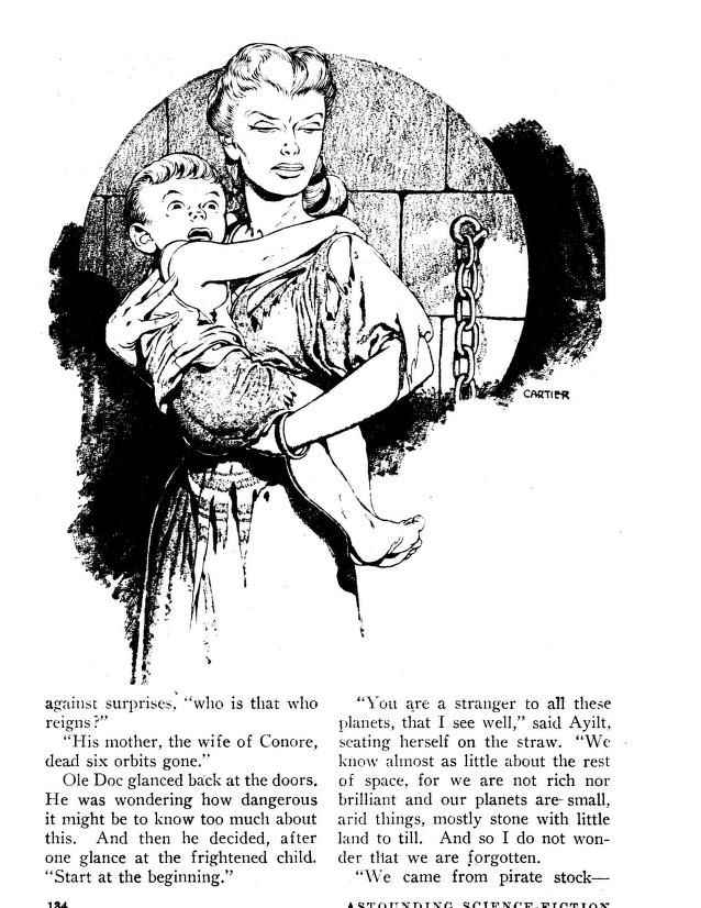 Edd Cartier's Covers Art Edd Cartier, Her Majesty's Aberration by Rene Lafayette (L. Ron Hubbard), Astounding SF 48-03, p.134.