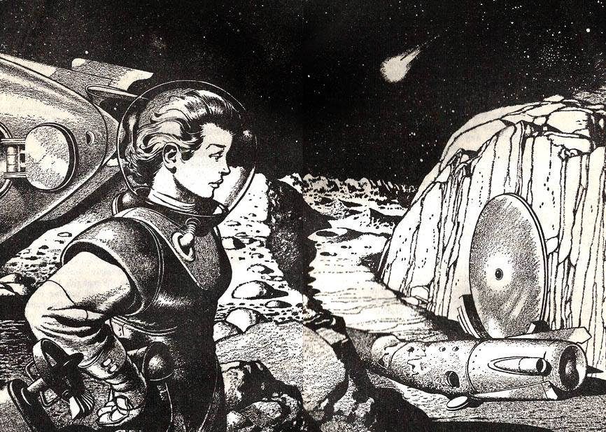 Edd Cartier's Covers Art Edd Cartier, The Sun-Smiths by Richard S. Shaver, Other Worlds 52-07, pp.8-9.