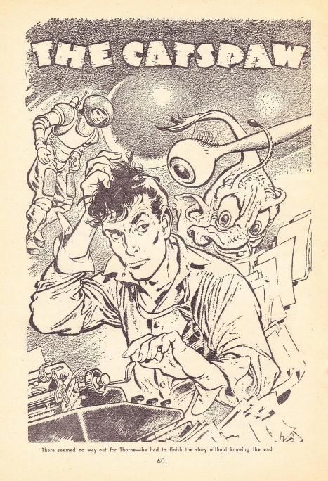 Edd Cartier's Covers Art Edd Cartier's only illustration for Fantastic Adventures (51-09), The Catspaw by John McGreevey, p.60, left side of a 2-page spread.
