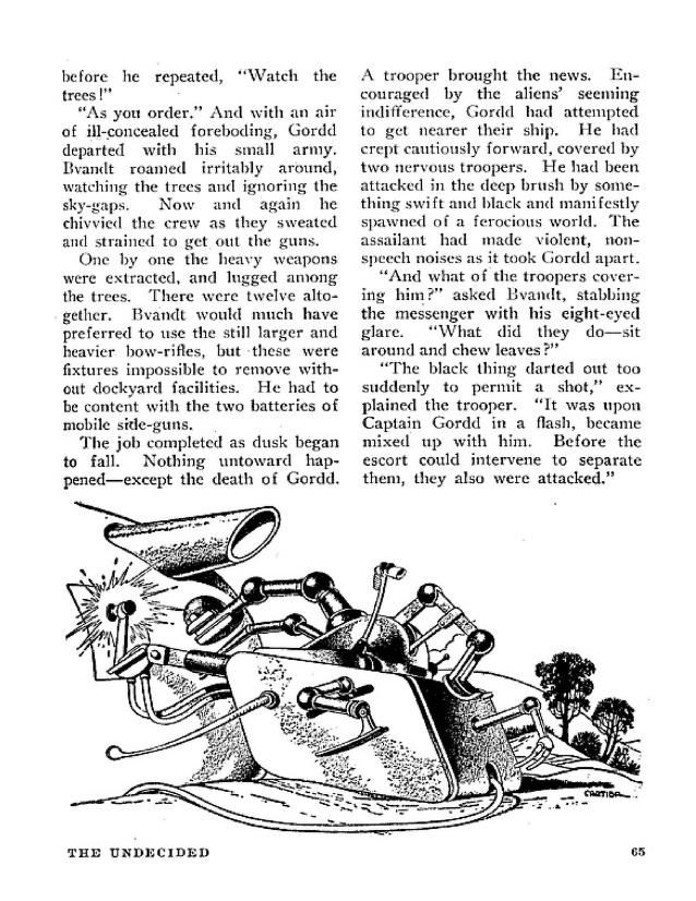 Edd Cartier's Covers Art Edd Cartier, The Undecided by Eric Frank Russell, Astounding SF 49-04, p.65.