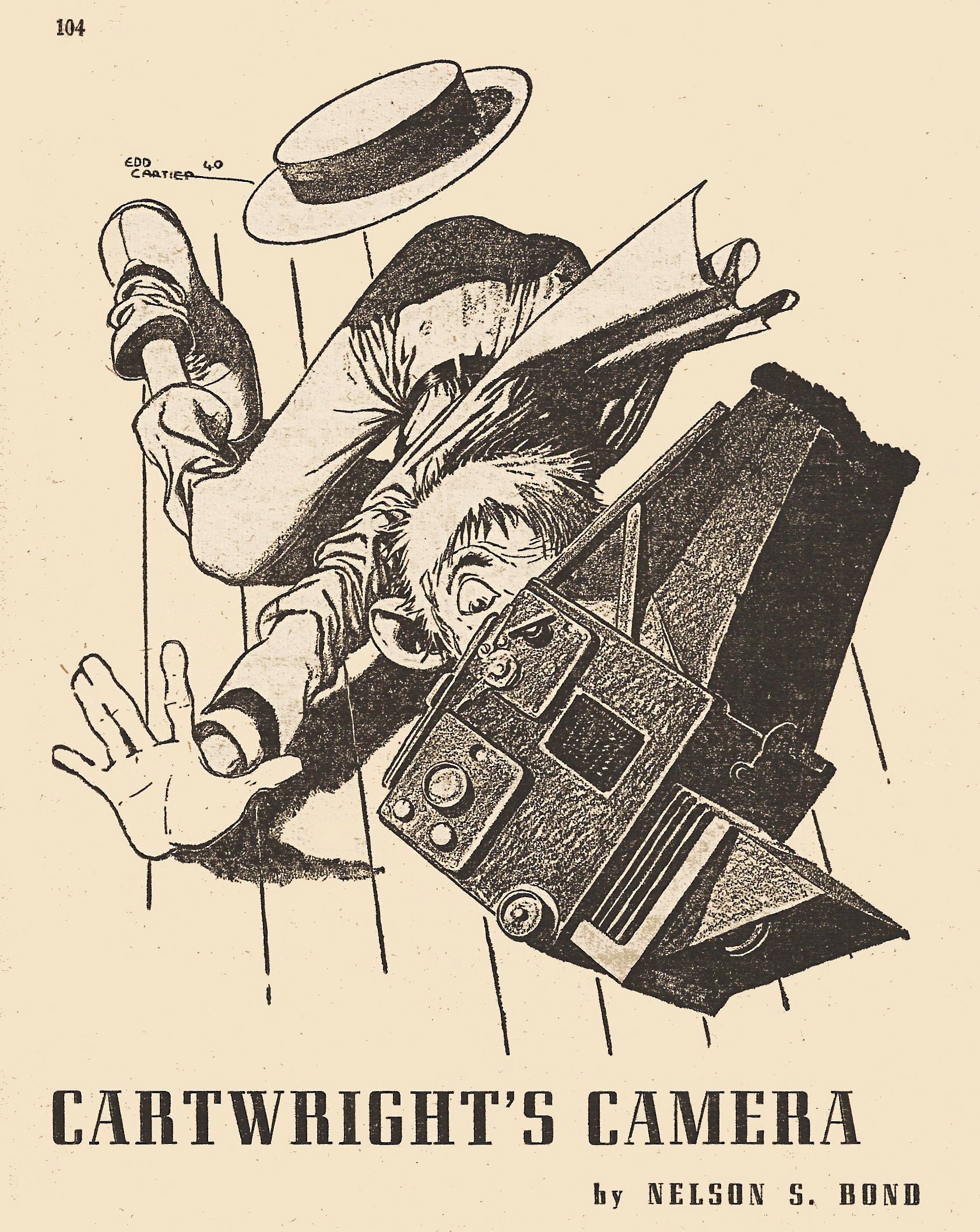 Edd Cartier's Covers Art Edd Cartier, Cartwright's Camera by Nelson S. Bond,  Unknown 40-11, P.104. Caption: 