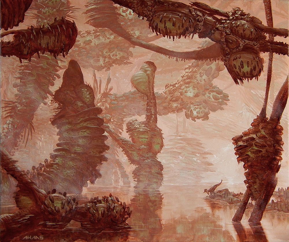 Arthur Haas's Visionary Art This contains an image of: Drinking spot -for sale 19.6x23.6