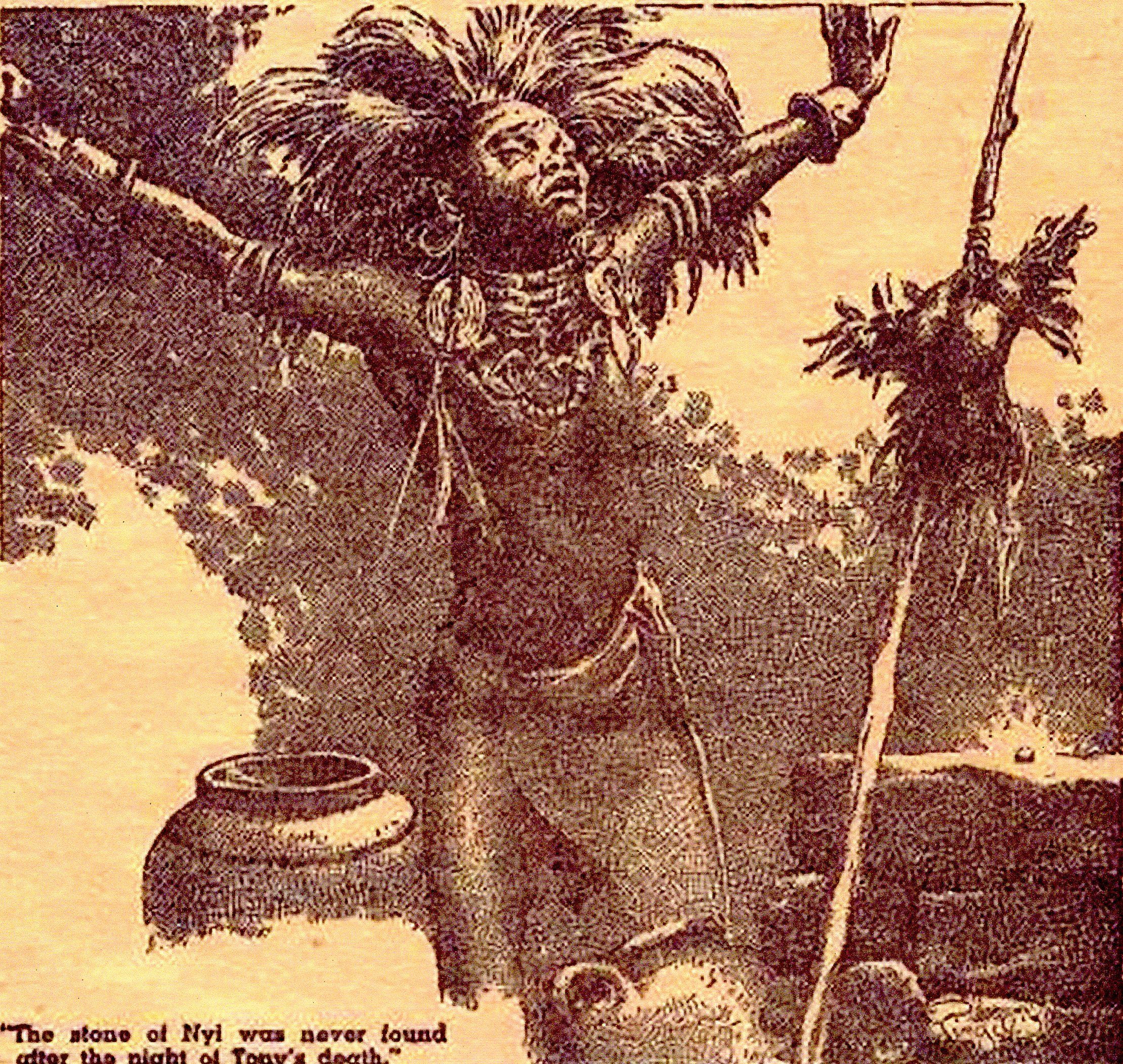 Virgil Finlay for Weird Tales 's visual Art Virgil Finlay, The Strangling Hands by M.G. Moretti, Weird Tales 38-02, p.195.