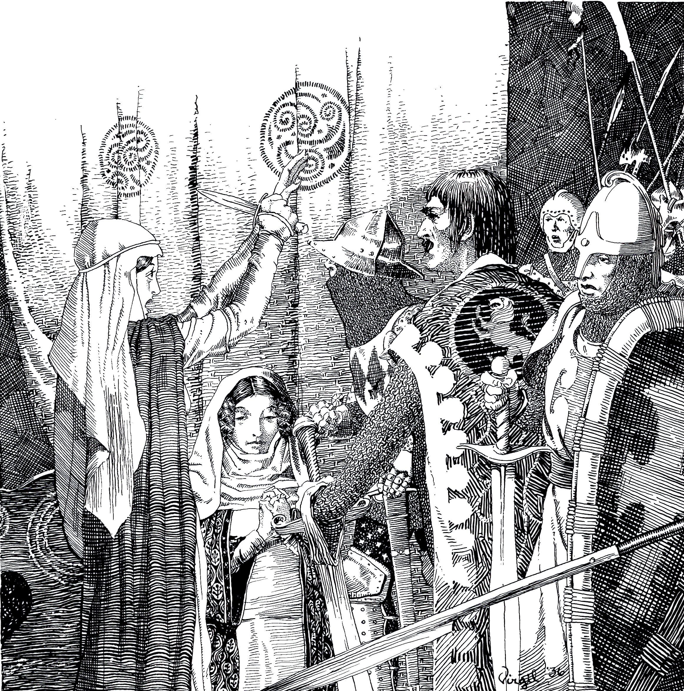 Virgil Finlay for Weird Tales 's visual Art Virgil Finlay, The Lost Door by Dorothy Quick, Weird Tales 36-10. Caption: 