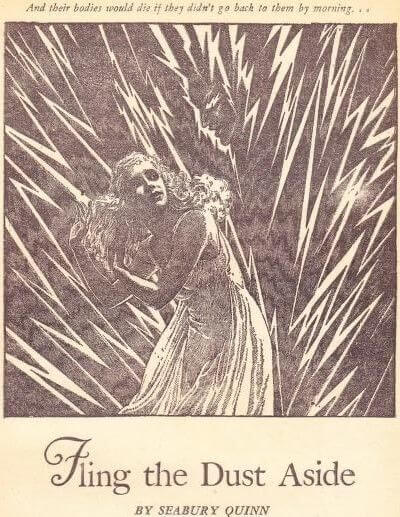 Virgil Finlay for Weird Tales 's visual Art Virgil Finlay, Fling the Dust Aside by Seabury Quinn, Weird Tales 51-11, p.51.