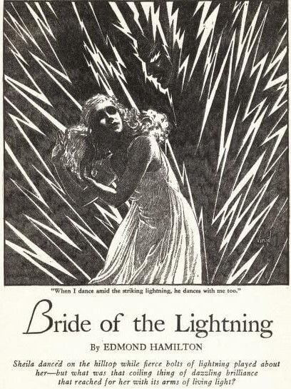 Virgil Finlay for Weird Tales 's visual Art Virgil Finlay, Bride of the Lightning by Edmond Hamilton, Weird Tales 39-01, p.61.