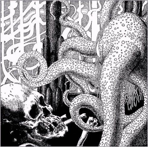 Virgil Finlay for Weird Tales 's visual Art Virgil Finlay, The Red God Laughed by Thorp McCluskey, Weird Tales 39-04. Caption: It was obvious to him now that these dead were of the species which had built the city.