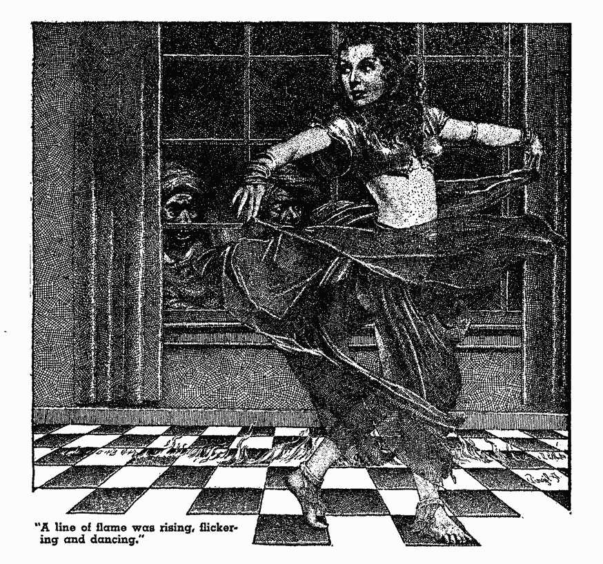 Virgil Finlay for Weird Tales 's visual Art Virgil Finlay, Flames of Vengeance (Jules de Grandin) by Seabury Quinn, Weird Tales 37-12.