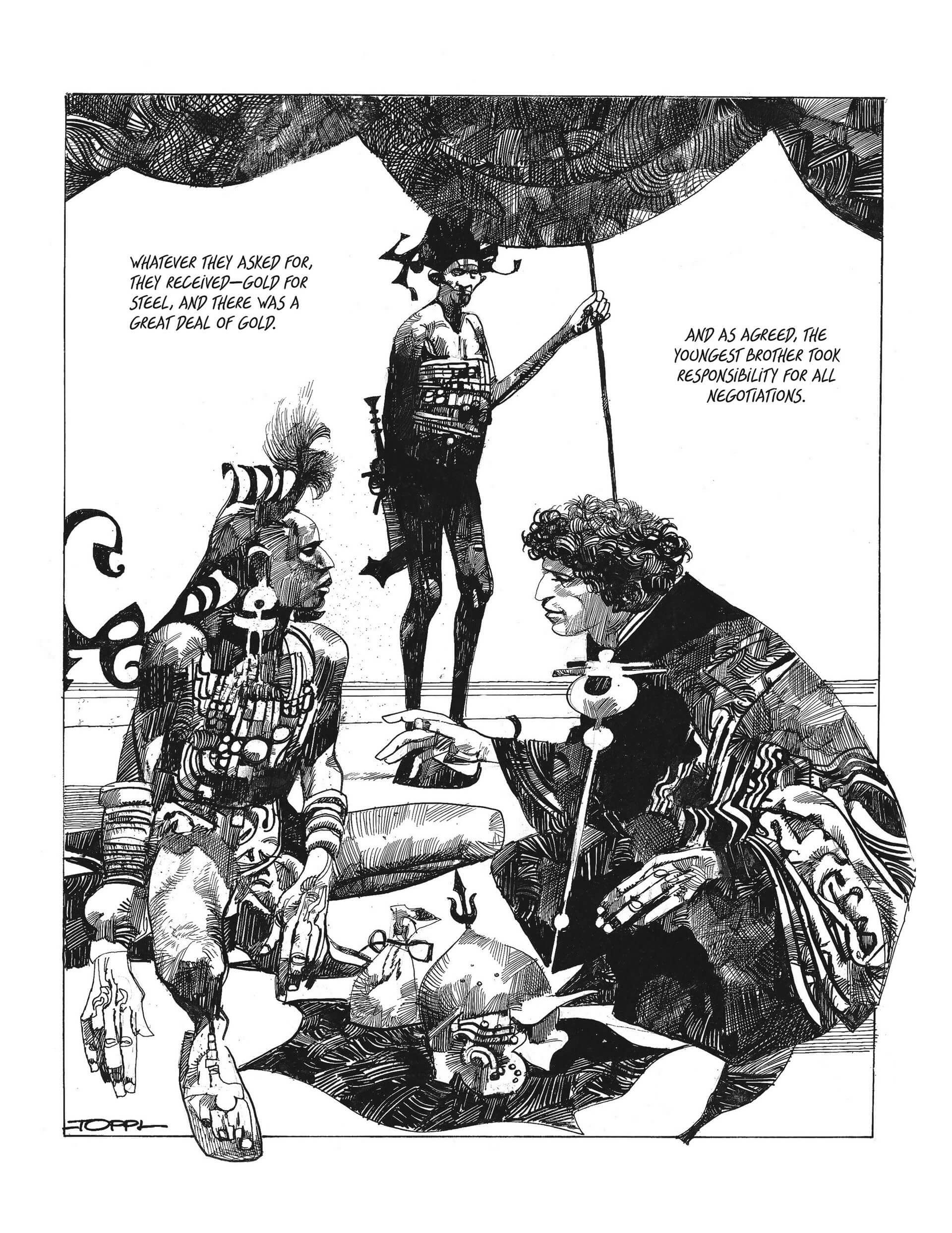 Sergio Toppi's visual Art Sharaz-де: Сказки Тысячи и одной ночи. Archaia развлечения, ООО . Автор и иллюстратор Серхио Toppi.