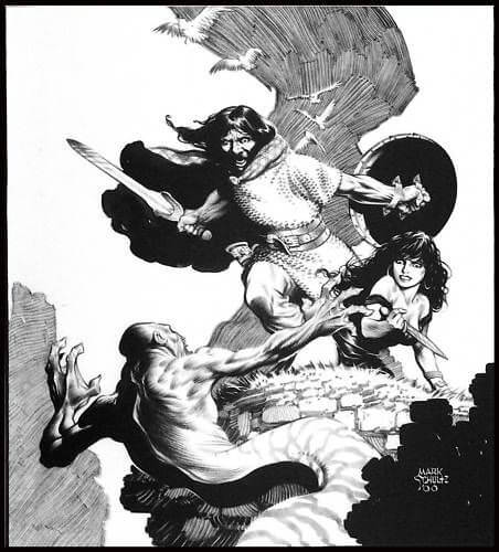 Mark Schultz's visual Art What is it with the snake people? They never beat Conan! Art by Mark Schultz.