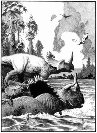 Mark Schultz's visual Art Mark Schultz, Centrosaurus from Southern Alberta, Various Drawings Vol. 1, p.47, created under the supervision of Michael Ryan, the discoverer of the species.
