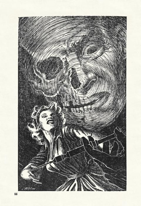 Two Complete Science-Adventure Books's Covers Art Kelly Freas, Ballroom of the Skies by John D. MacDonald, Two Complete Science-Adventure Books 53-Winter, p.86.