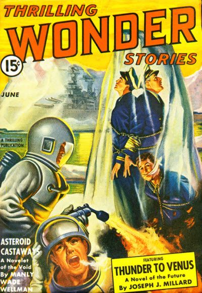 Thrilling Wonder Stories Covers Art Earle Bergey, Thrilling Wonder Stories 42-06, British Thermal Units by Oscar J Friend.