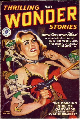 Thrilling Wonder Stories Covers Art Earle Bergey, TWS 52-05 (UK edition). Same cover art as US TWS 50-02 but one fewer cover story.