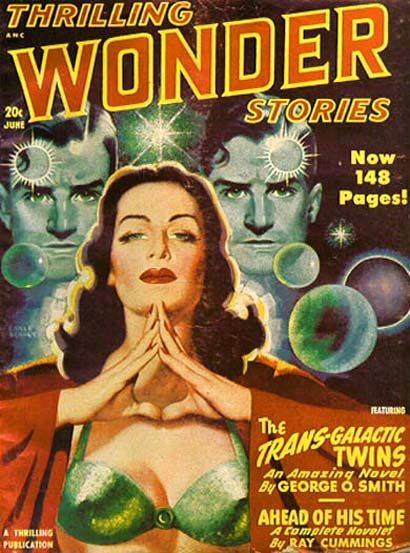 Thrilling Wonder Stories Covers Art Earle Bergey, Thrilling Wonder Stories, 48-06, The Transgalactic Twins by George O. Smith.