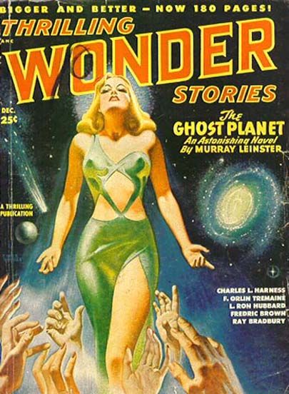 Thrilling Wonder Stories Covers Art Earle Bergey, TWS 48-12. Illustrates Fruits of the Agathon by Charles L. Harness.