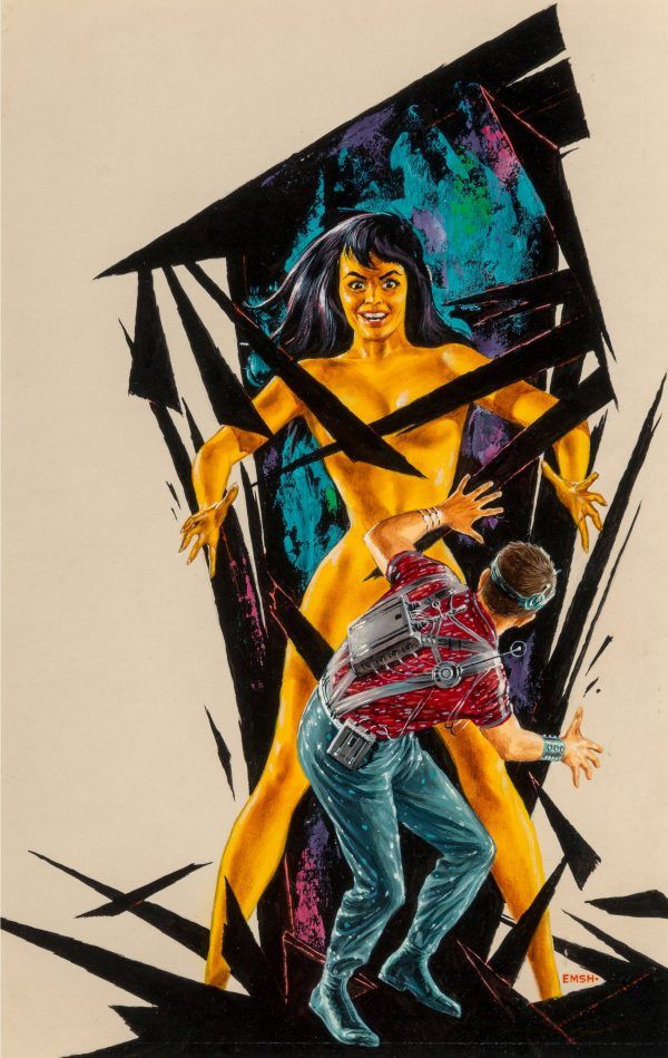 Ed Emshwiller's visual Art Emsh, Infinity SF 58-03, illustrating She Was Made for Love! by Robert Sheckley.