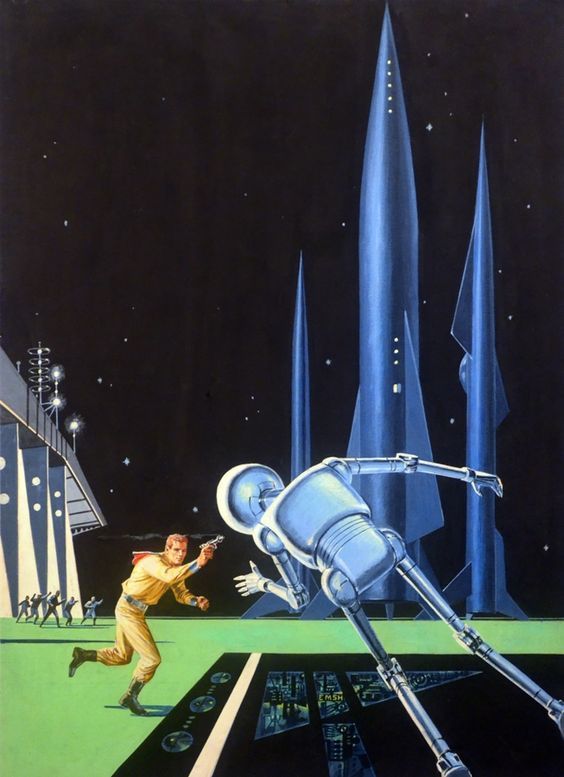 Ed Emshwiller's visual Art Emsh, cover art for art for Stepsons of Terra by Robert Silverberg, 1958, Ace Double D-311.