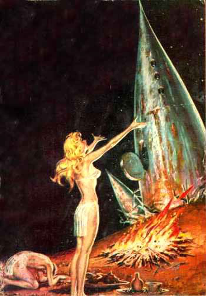 Ed Emshwiller's visual Art Emsh, Prime Commandment by Calvin M. Knox (Robert Silverberg), SF Stories V8N4, 58-01, interior illo by Kelly Freas.