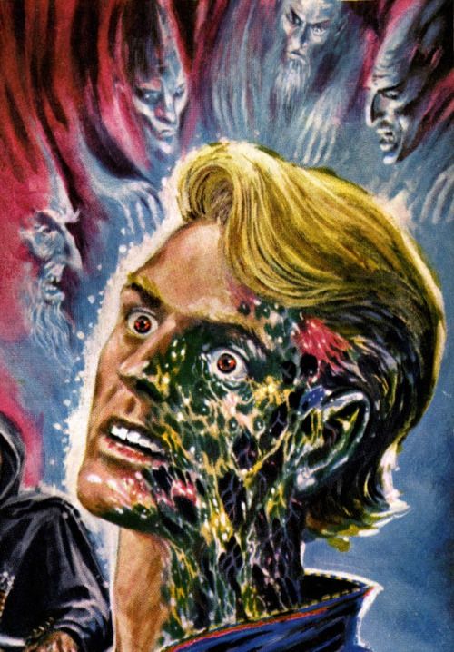 Ed Emshwiller's visual Art Emsh, detail of the cover for Lords of Quarmall (Fafhrd and the Gray Mouser), Part 1, by Fritz Leiber and Harry Fischer, Fantastic 64-01.