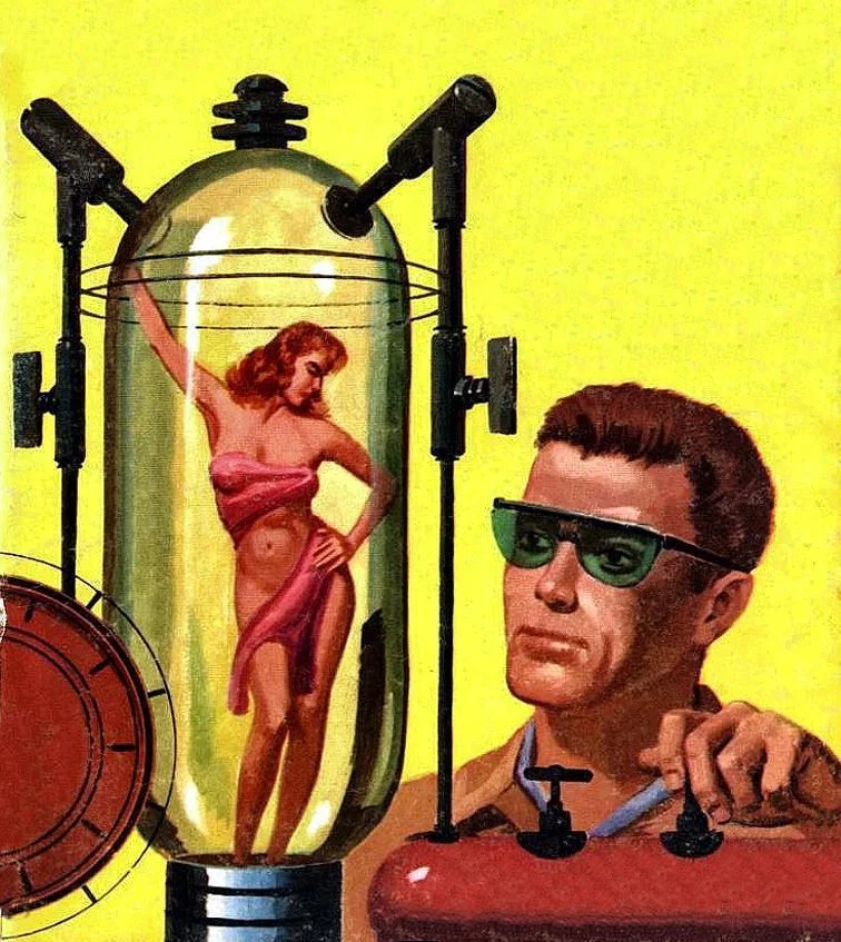 Ed Valigursky's visual Art Ed Valigursky, Fantastic 57-04, Bottle Baby by Henry Slesar. 