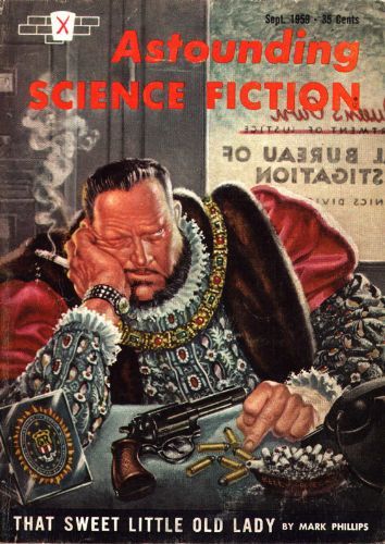 Kelly Freas's Covers Art Kelly Freas, Astounding 59-09, That Sweet Little Old Lady by Mark Phillips (Randall Garrett and Laurence M. Janifer). Published in 1962 as Brain Twister.