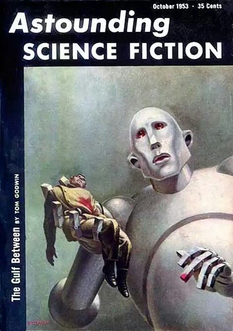 Kelly Freas's Covers Art Kelly Freas, ASF 53-10, The Gulf Between by Tom Godwin. Also used as the cover of the art book, Frank Kelly Freas As He Sees It. Freas' first cover for Astounding.