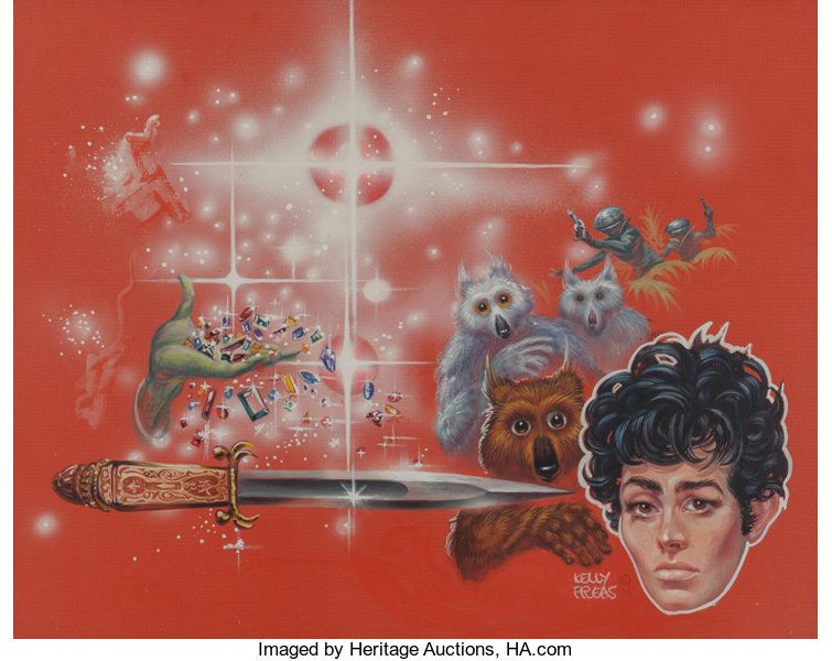 Kelly Freas's visual Art Kelly Freas, Thief of Jewral, 1976, unpublished book cover. This looks like a Laser Book cover. The company probably went bankrupt before the book could be published.