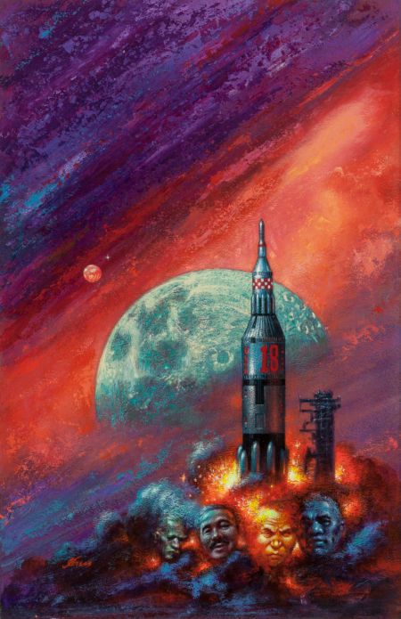 Kelly Freas's visual Art Pulp, Pulp-like, Digests, and Paperback Art, FRANK KELLY FREAS (American, 1922-2005). Dreadful Sanctuary,paperback cover, 1967. Oil on board. 13 x 8.375 in. (sight)...(Total: 2 Items) Image #1