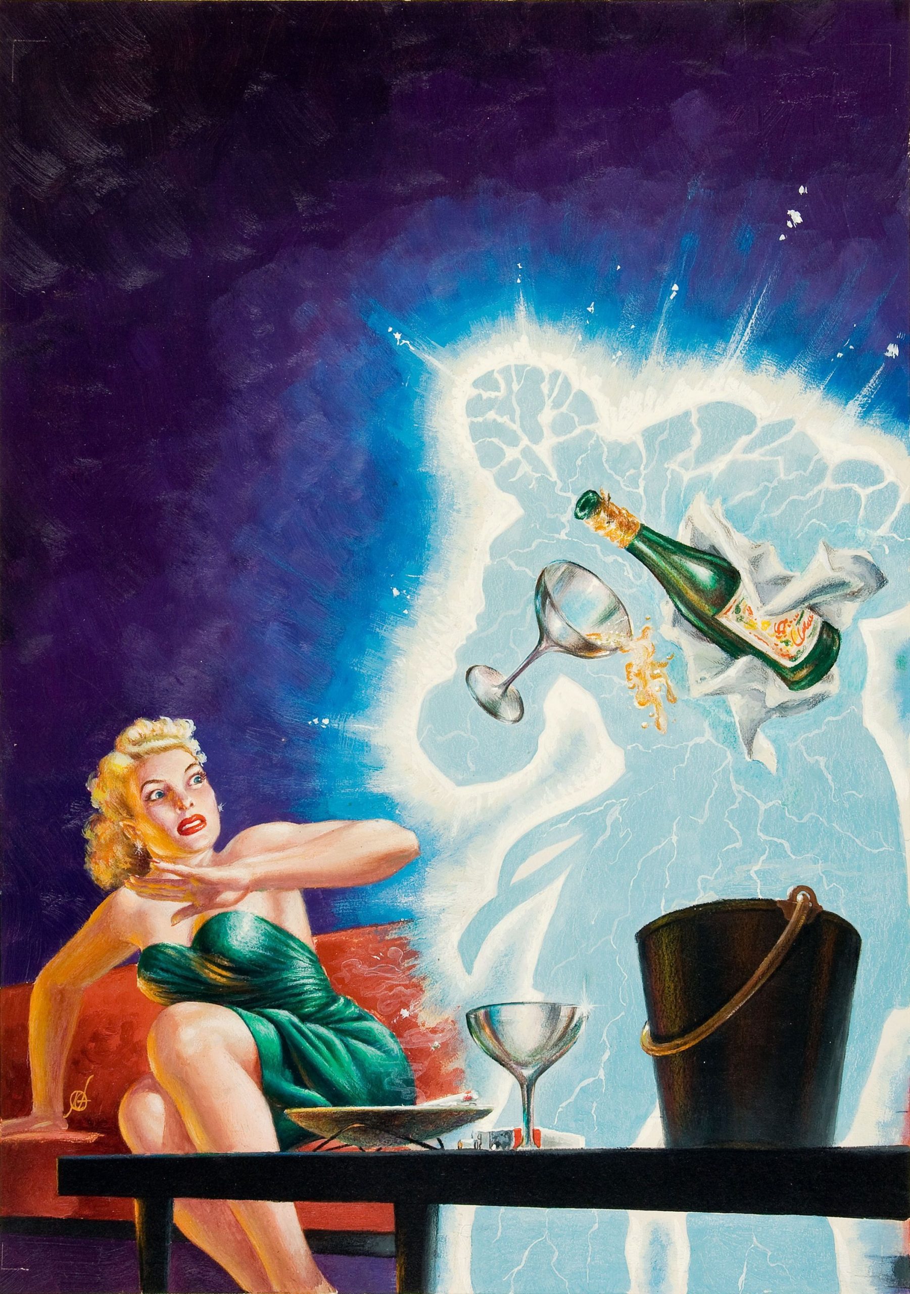 Kelly Freas's visual Art Kelly Freas, Stepping Stone by William Morrison and Frederik Pohl, F&SF 57-12.