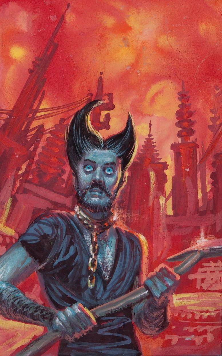 Kelly Freas's visual Art Kelly Freas, prelim for Mankind Under the Leash by Thomas M. Disch 1966, Ace Double G-597.