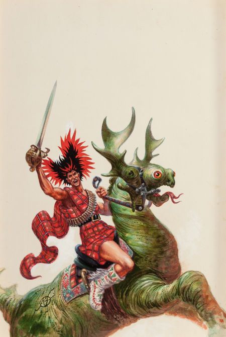 Kelly Freas's visual Art Kelly Freas, The Space Barbarians by Mack Reynolds 1969, Ace Double. Mixed media on board 14 x 10 in. Initialed lower left.