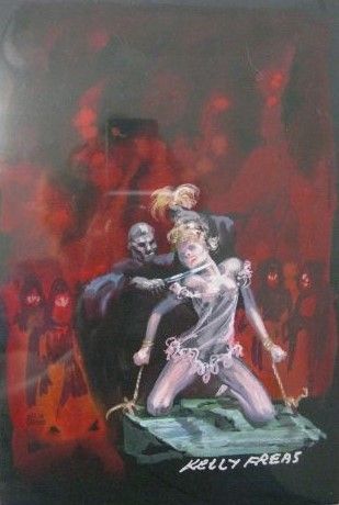 Kelly Freas's visual Art Kelly Freas, prelim for The Sacrifice, The Haunt of Horror No.2, 73-06, Conjure Wife by Fritz Leiber, Part 2.